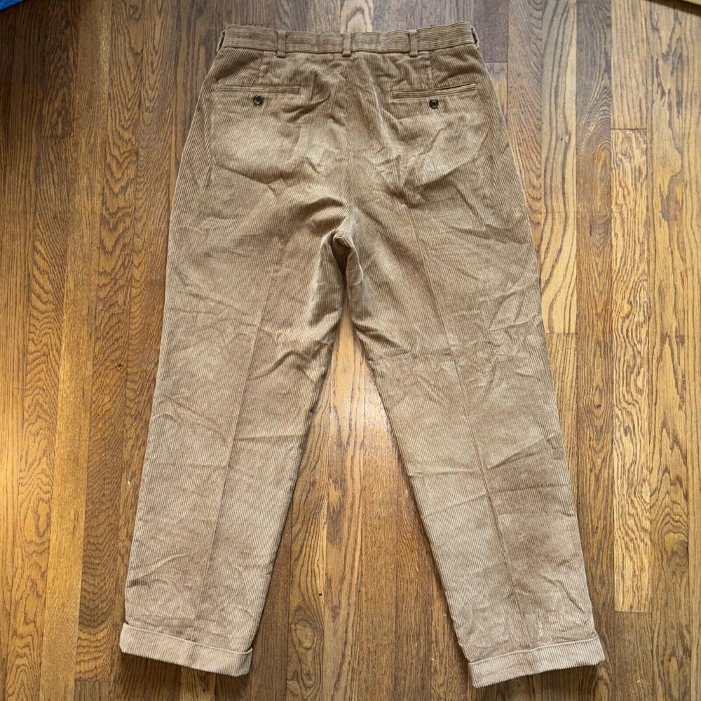 Brooks Brothers 346 Corduroy Pants Mens 35 X 30 Brown Pleated‎ Cuffed Preppy - Picture 4 of 7